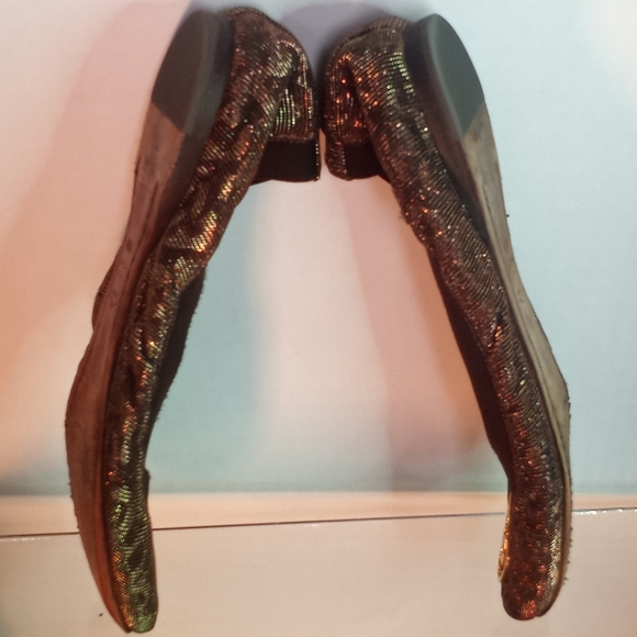 Tory Burch Metallic Gold Brown Ballet Flats Women Size 6 - Picture 6 of 12